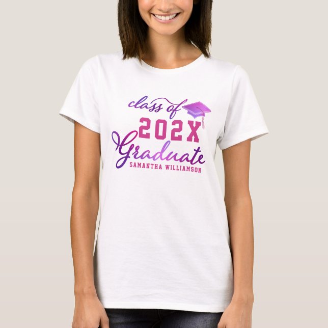 Camiseta Clase de Graduación Púrpura Rosa de 2025 (Anverso)