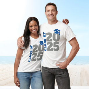 Camiseta Clase de graduado azul y gris de 2025