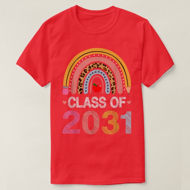 Camiseta Clase De Graduado De Leopardo Arcoiris PreK Kinder (Diseño del anverso)