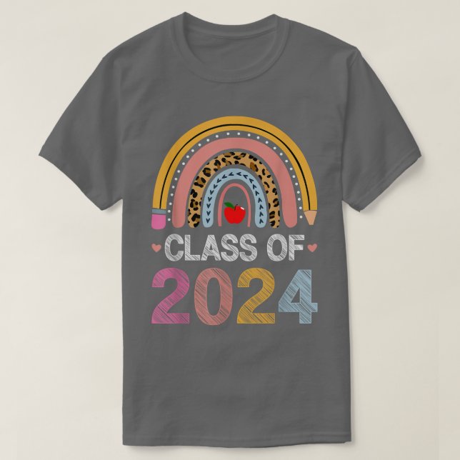Camiseta Clase De Graduado De Leopardo Arcoiris PreK Kinder (Diseño del anverso)