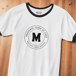 Camiseta Clase de graduados de 20XX Monograma moderno perso