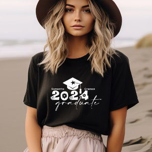 Camiseta Clase de Graduados Personalizada 2024 Negro y Blan