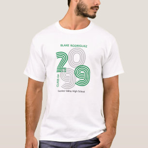 Camiseta Clase de números grandes del Retro Verde