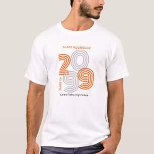 Camiseta Clase de Senior Retro Números Grandes Naranja