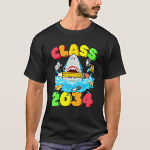 Camiseta Clase De Tiburón De 2034 Crecen Con Mí Graduación 