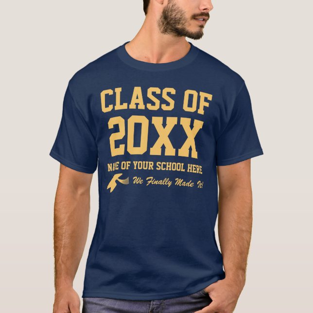 Camiseta Clase del azul y del oro de escuela del (Anverso)