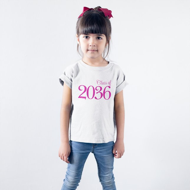 Camiseta Clase Escolar Rosa Minimalista (Hot Pink Typography - White Tee)