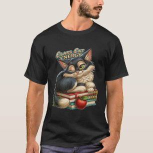 Camiseta Clase Gato Energía Adorable Gato Guiñando Sobre Li