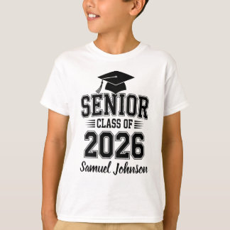 Camiseta Clase Graduada de 2026 con Nombre Personalizado