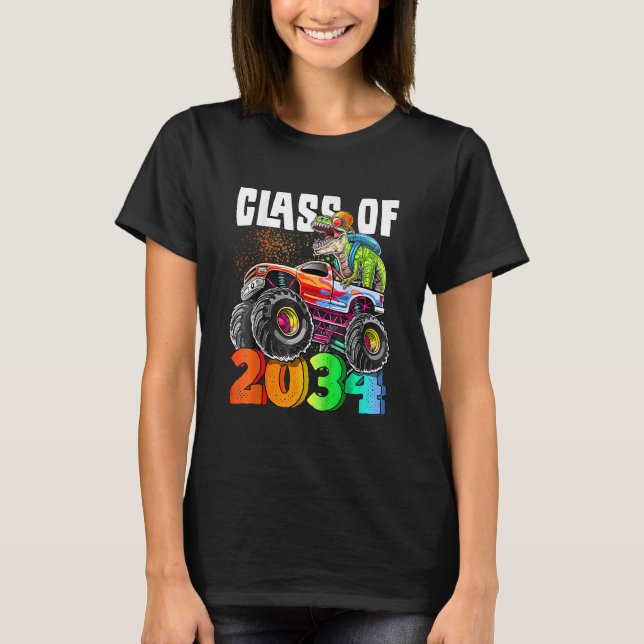 Camiseta Clase Infantil De 2034 Rex Dinosaur Monster Truck  (Anverso)