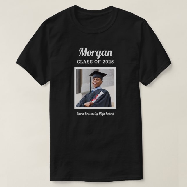 Camiseta Clase negra personalizada de la foto de graduación (Diseño del anverso)