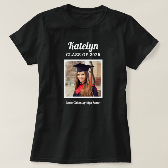 Camiseta Clase negra personalizada de la foto de graduación (Diseño del anverso)