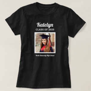 Camiseta Clase negra personalizada de la foto de graduación