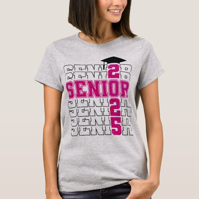 Camiseta Clase rosa de Graduación Superior de 2025 (Anverso)