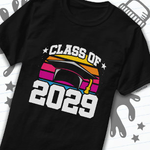 Camiseta Clase Senior 2029 de la Graduación Retro Sunset de