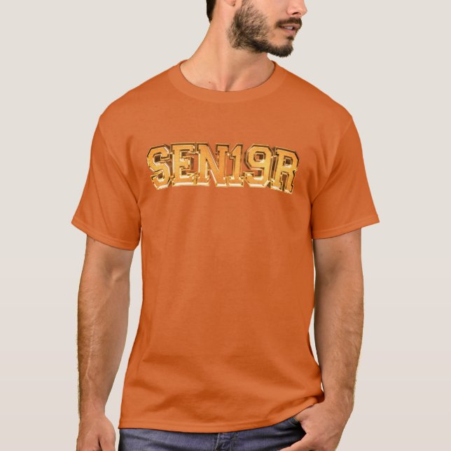 Camiseta Clase Senior de 2019 Naranja de texto SEN19R (Anverso)