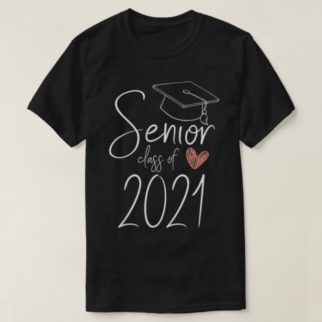 Camiseta Clase Senior de 2021 Graduate Gift Heart Cap y G (Diseño del anverso)