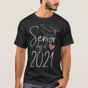 Camiseta Clase Senior de 2021 Graduate Gift Heart Cap y G