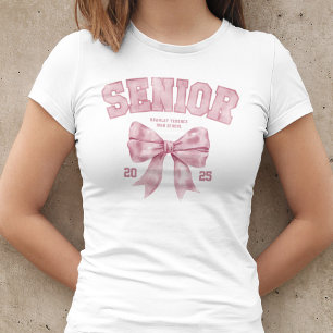 Camiseta Clase Senior del año de graduación de Bow Rosado 2
