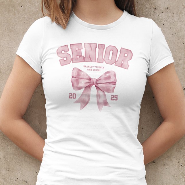 Camiseta Clase Senior del año de graduación de Bow Rosado 2 (Subido por el creador)