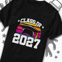 Camiseta Clase Superior 2027 de 2027 Graduation Retro Sunse