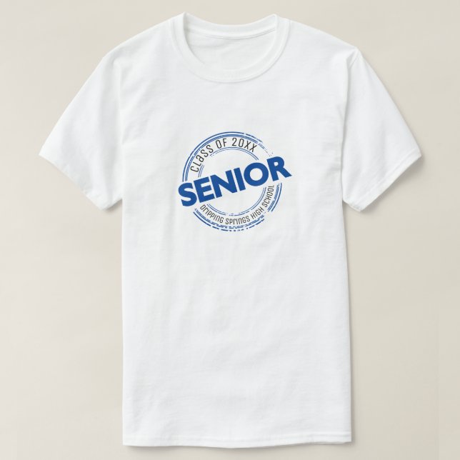 Camiseta Clase superior azul del distintivo perturbado (Diseño del anverso)