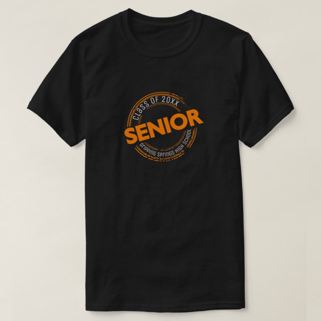 Camiseta Clase superior naranja de la insignia con problema (Diseño del anverso)