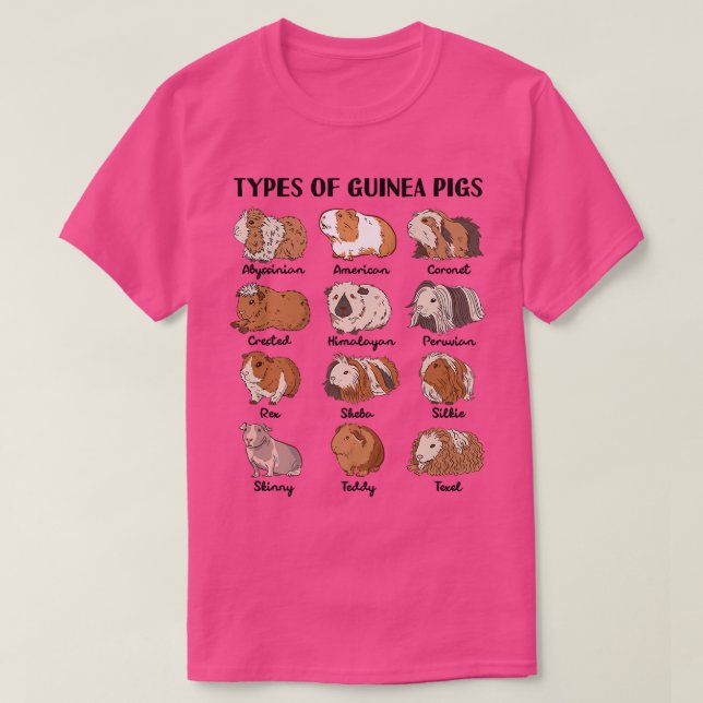 Camiseta Clases De Colección Educativa De Cerdos De Guinea  (Diseño del anverso)