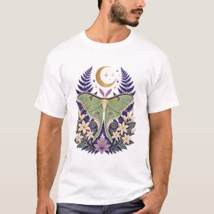 Camiseta clásica botánica de polilla Luna Garden L