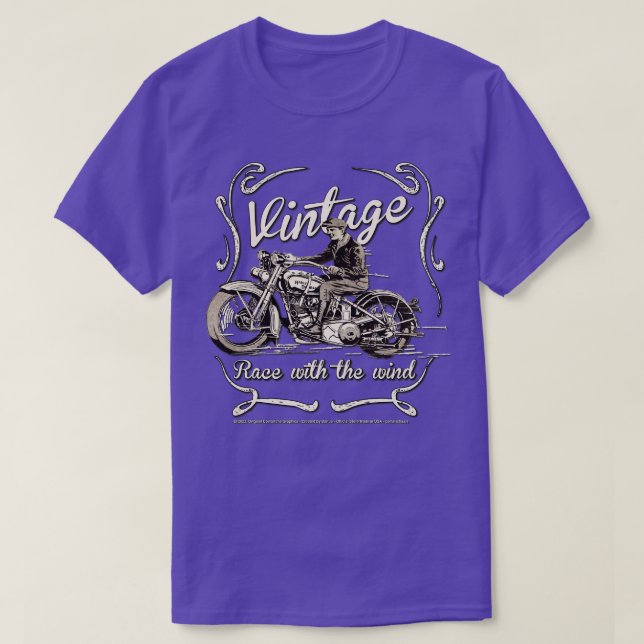 Camiseta Clásica carrera de moto retro con viento (Diseño del anverso)