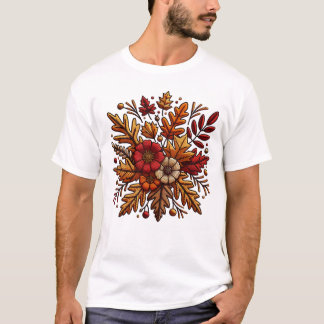 Camiseta clásica con bordado floral