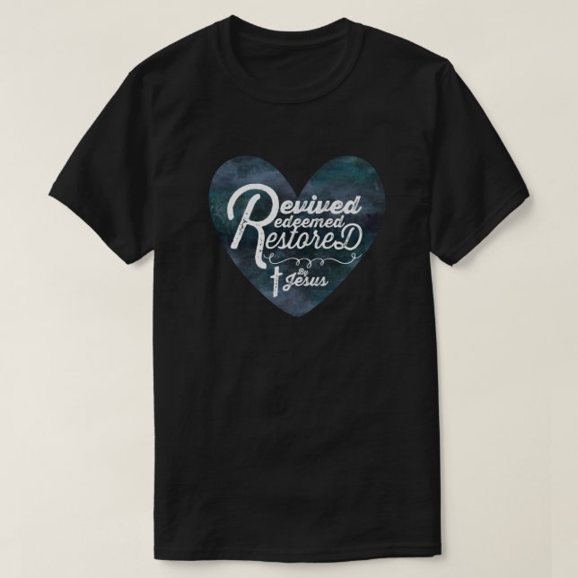 Camiseta Clásica de Corazón resucitada, redimida y (Diseño del anverso)