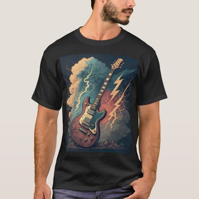 Camiseta Clásica de Guitarra Rock - Viejos 70. (Anverso)