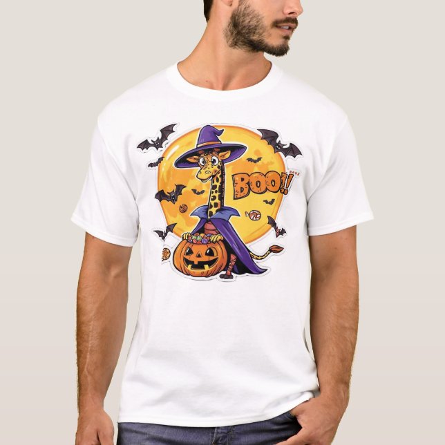 Camiseta clásica de Halloween de jirafa Boo_7 (Anverso)