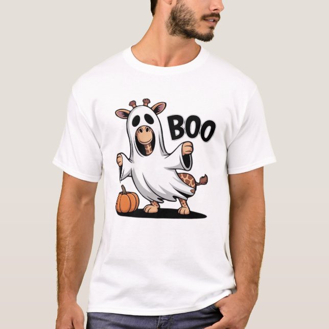 Camiseta clásica de Halloween Giraffe Boo_2 (Anverso)