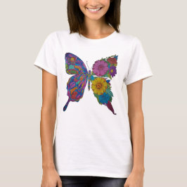 Camiseta clásica de mujer Mariposa Floral Arcoíris