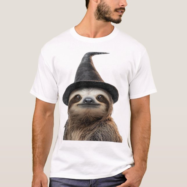 Camiseta clásica de perezoso con sombrero de bruja (Anverso)