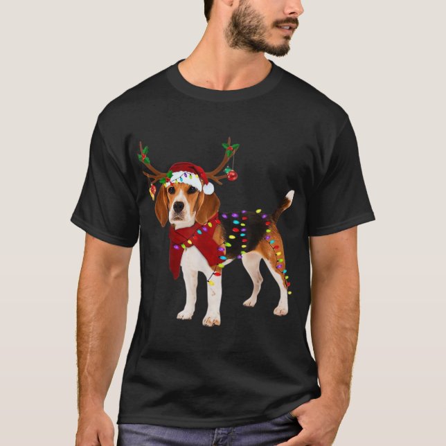 Camiseta clásica de perro beagle navidad (Anverso)