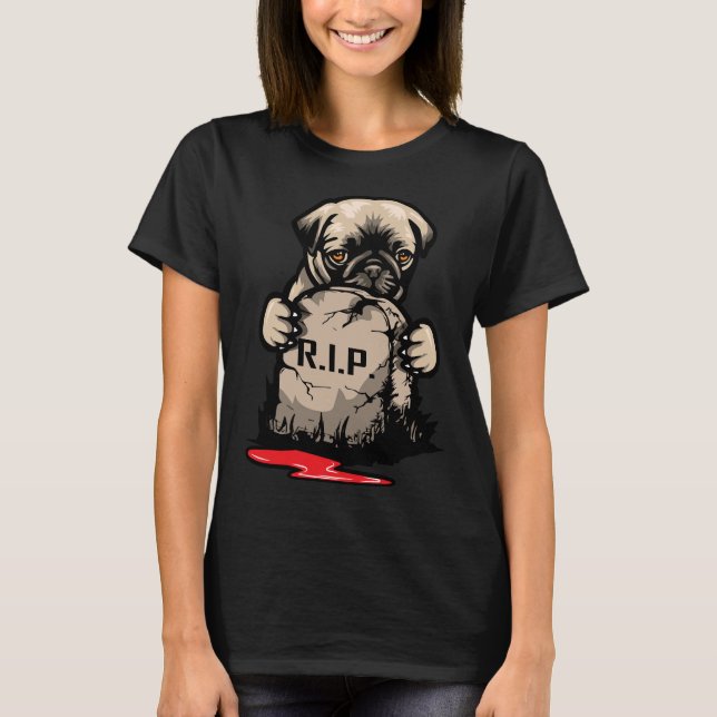 Camiseta Clásica De Piedra De Tumba De Pug 950 (Anverso)