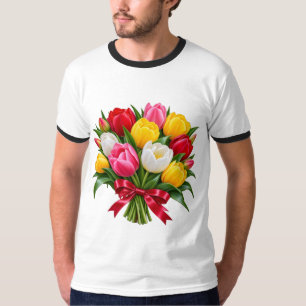 Camiseta clásica de ramo de tulipanes coloridos