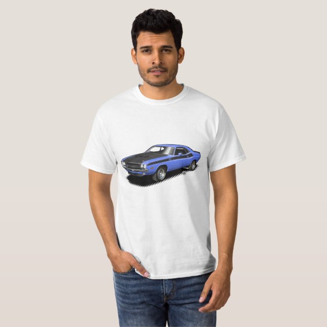 Camiseta clásica del coche del desafiador azul (Anverso completo)
