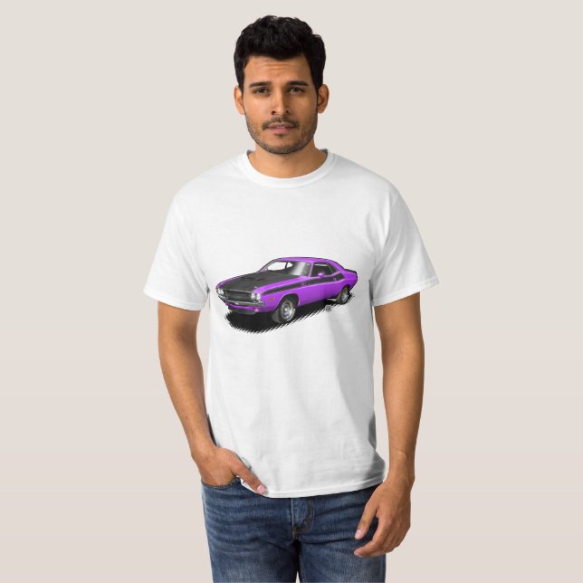 Camiseta clásica del coche del desafiador púrpura (Anverso completo)