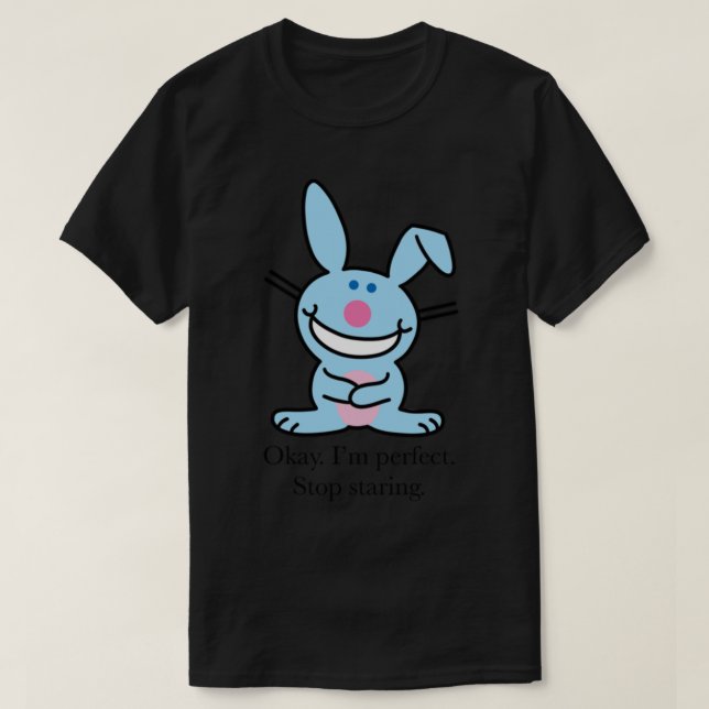 Camiseta clásica del conejo feliz (Diseño del anverso)