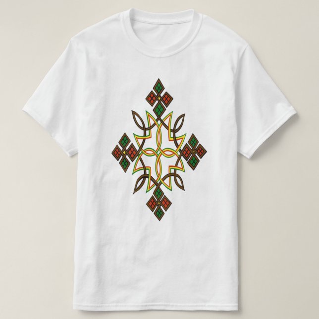 Camiseta clásica etíope cruzada blanca (Diseño del anverso)