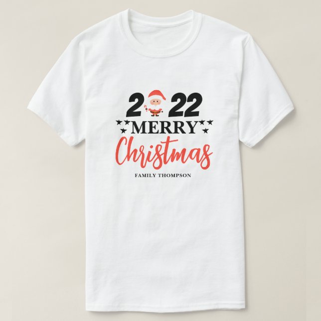 Camiseta Clásica Feliz Navidad Santa Claus Familia Anual (Diseño del anverso)
