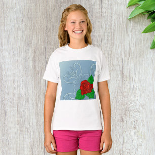 Camiseta Clásica Floral Rosa Roja Romántica