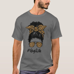 Camiseta Clásica Gigi Life Messy Hair Bun Leopard Women Mot