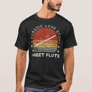 Camiseta Clásica Historia de Amor Flute Divertido Tee  Mús
