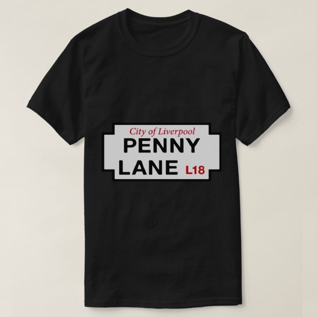 Camiseta clásica Penny Lane Rótulo (Diseño del anverso)