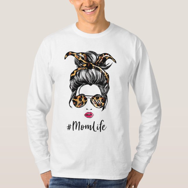 Camiseta Clásica vida de mamá con leopardo (Anverso)